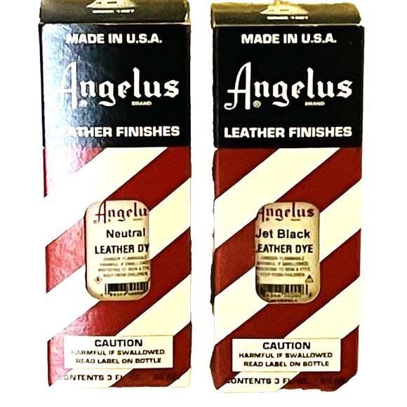 NEW Angelus Leather Dye 2 Jet Black Neutral 3 Ounce Applicators Shoe Craft Purse - Picture 5 of 9